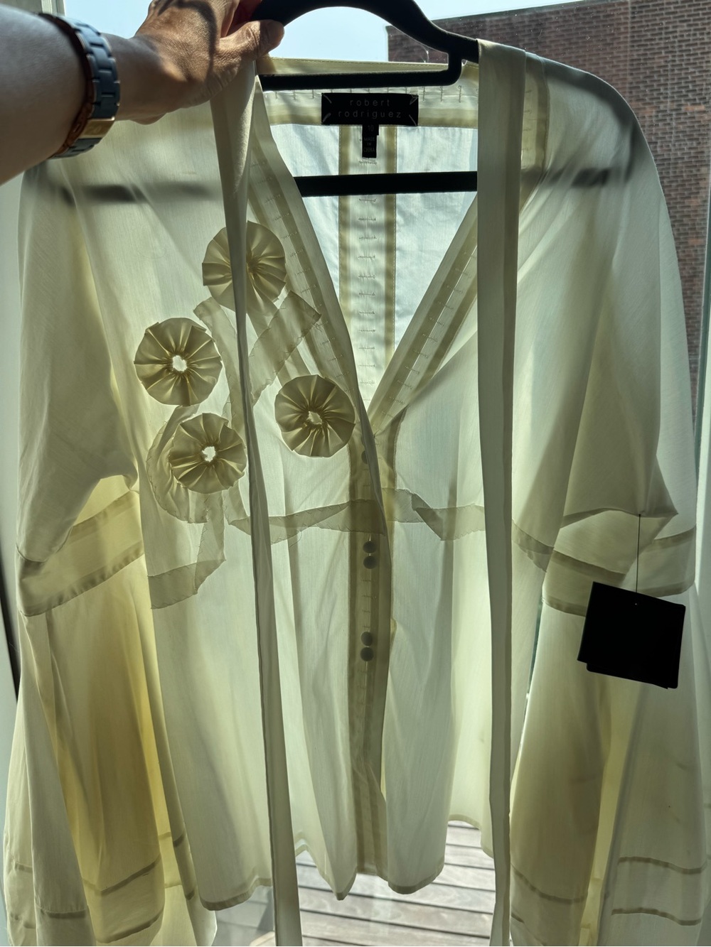 Robert Rodriguez NWT *Rare* VINTAGE Cream Blend Long-Sleeve Blouse with Rosette